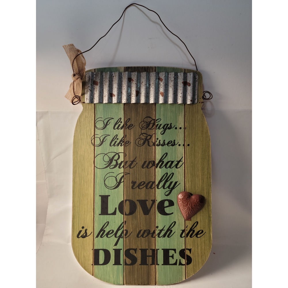 Young's Inc Mason‎ Jar Wall Plaque Home Decor Rustic Vtg Farmhouse Kitchen Sign